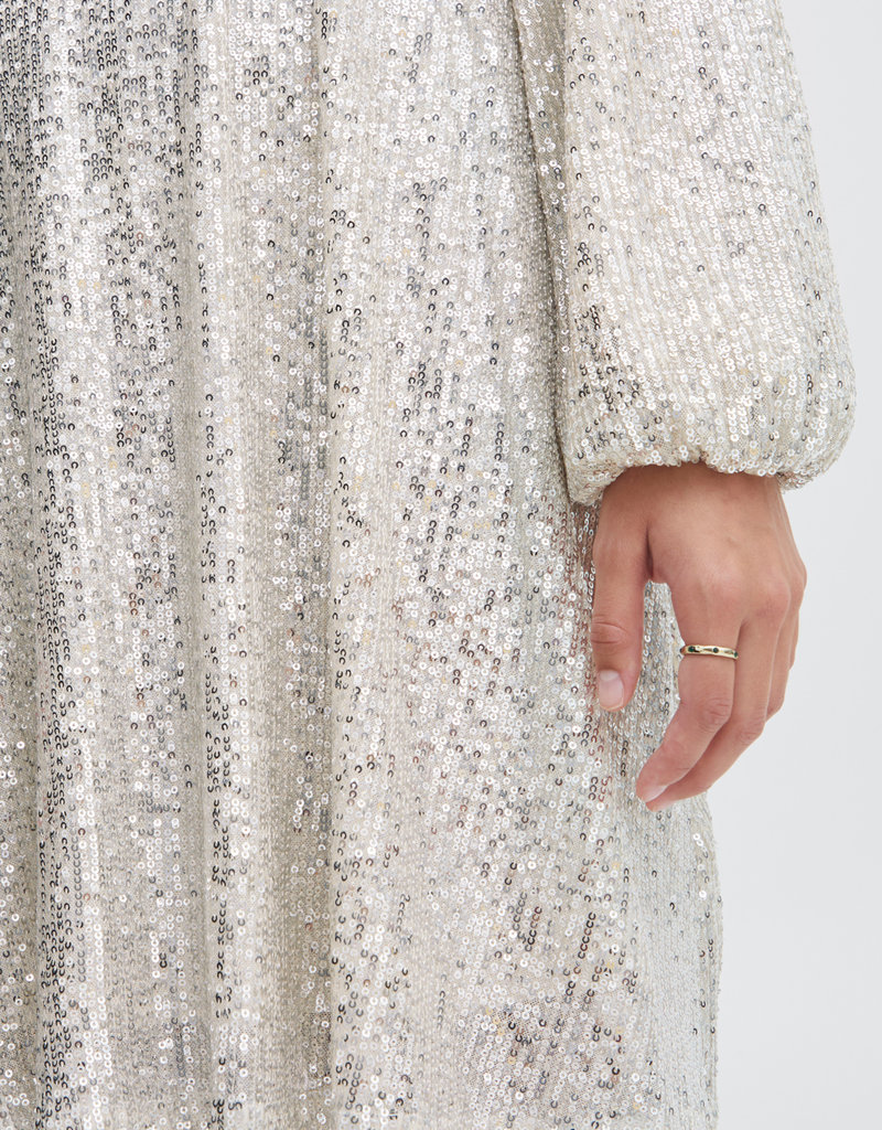 ICHI Fauci Sequin Mini Dress in Silver (FINAL SALE)
