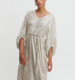 ICHI Fauci Sequin Midi Dress in Silver *Medium & Large*