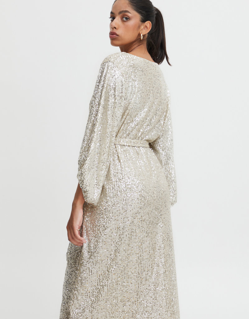 ICHI Fauci Sequin Midi Dress in Silver (FINAL SALE)