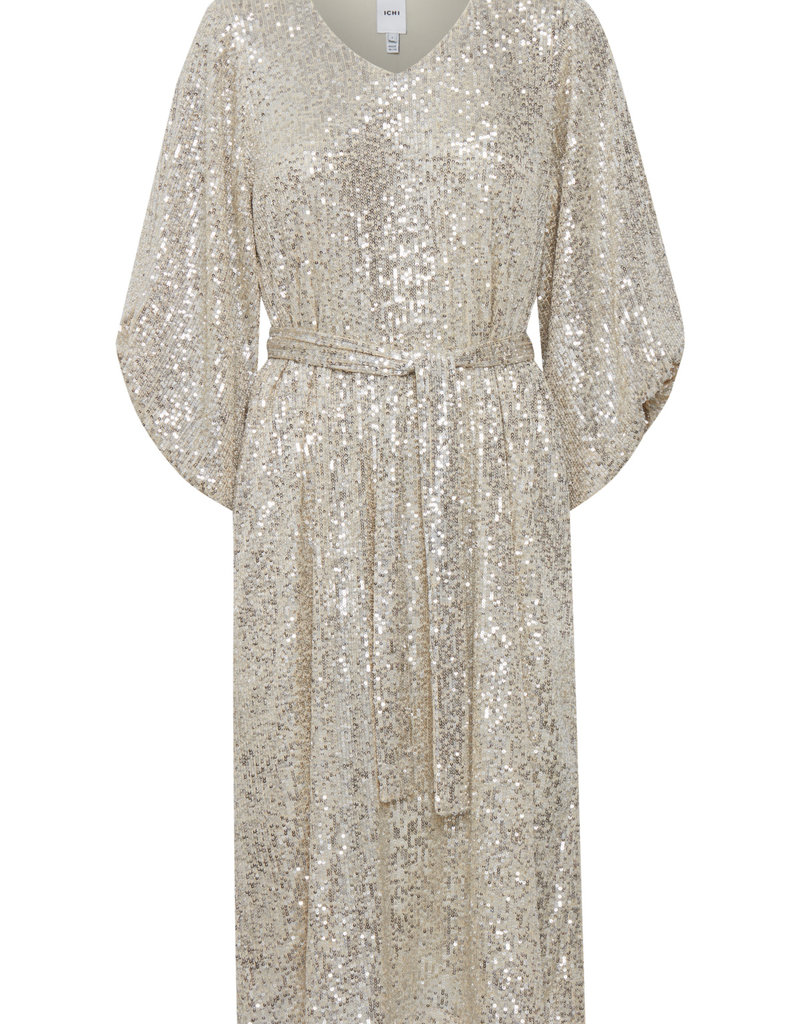 ICHI Fauci Sequin Midi Dress in Silver (FINAL SALE)
