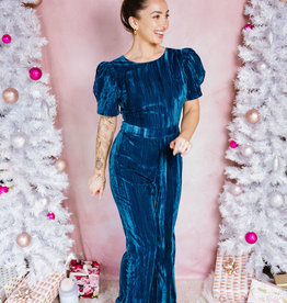 Adelyn Rae Wynn Open-Back Velvet Jumpsuit *XS & Large Left*