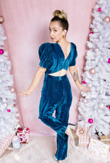 Adelyn Rae Wynn Open-Back Velvet Jumpsuit (FINAL SALE)