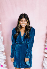 Adelyn Rae Pricilla Velvet Faux Wrap Dress (FINAL SALE)