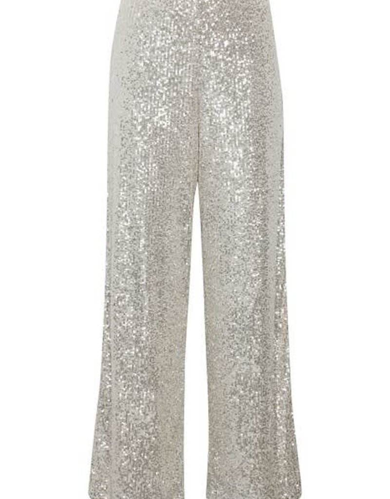 ICHI Fauci Sequin Pant in Silver
