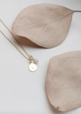 Little Gold Pearl Initial Necklace