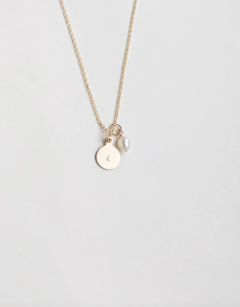 Little Gold Pearl Initial Necklace