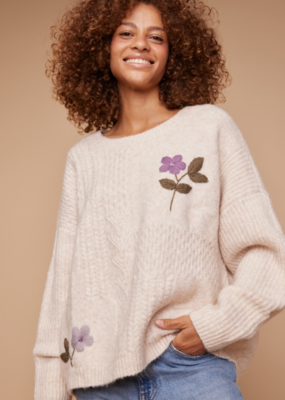 Louizon Tinker Cozy Knit with Embroidered Flowers