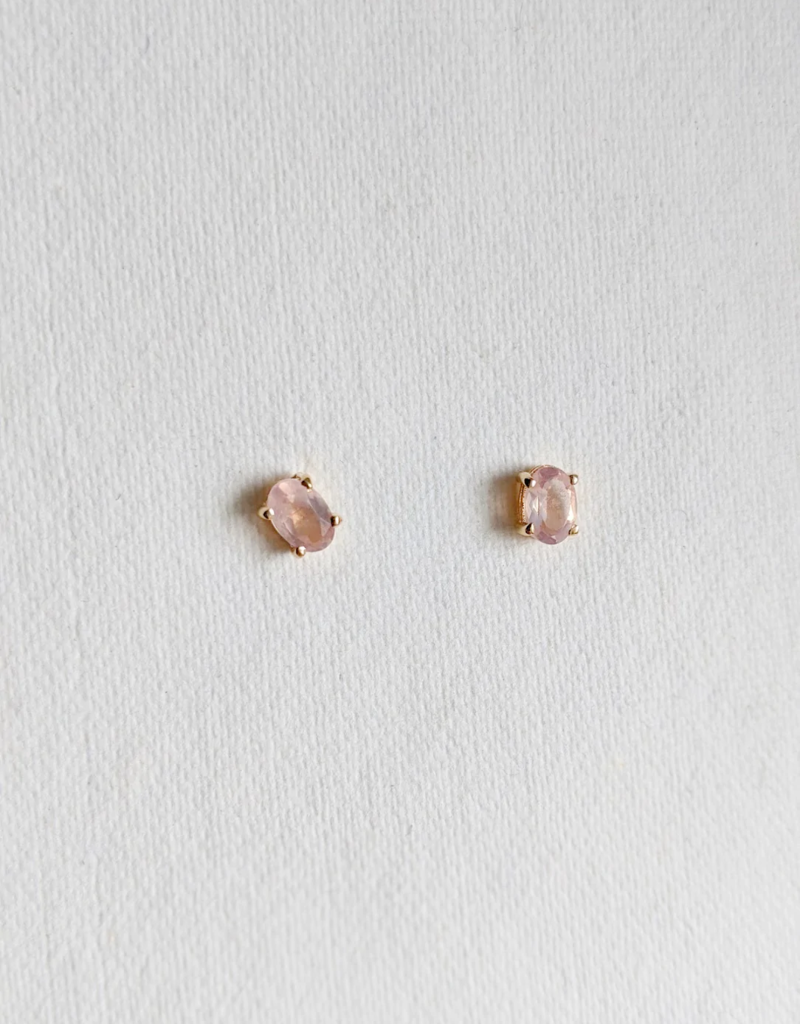 Little Gold Ava Rose Quartz Studs