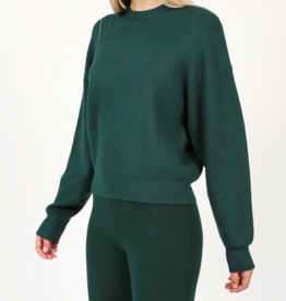 Brunette the Label Brunette the Label - Emerald Ribbed Knit Crewneck Sweater