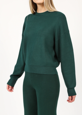 Brunette the Label Brunette the Label - Emerald Ribbed Knit Crewneck Sweater