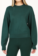 Brunette the Label Emerald Ribbed Knit Crewneck Sweater