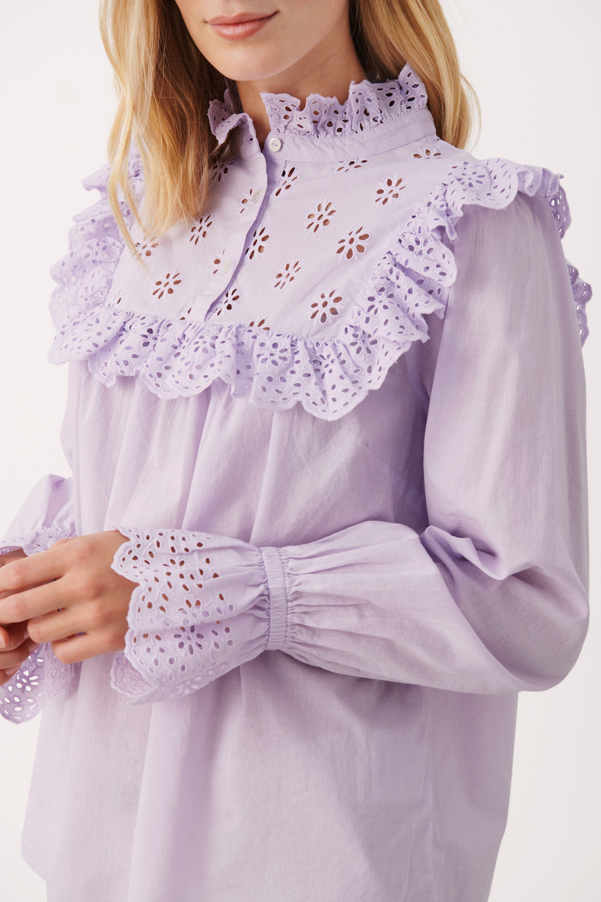 Nilea Eyelet Ruffle Blouse - Adorn Boutique