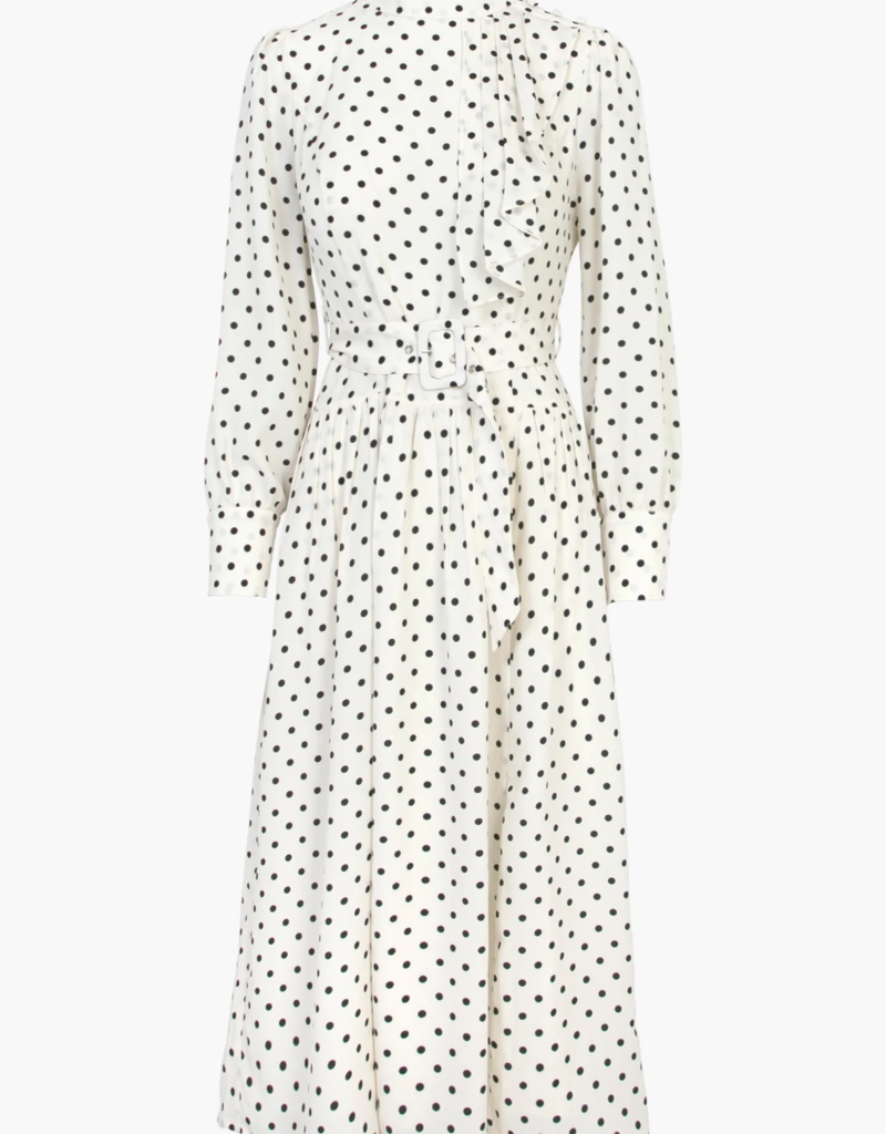 Adelyn Rae Edith Belted Polkadot Midi Dress (FINAL SALE)