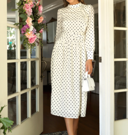 Adelyn Rae Edith Belted Polkadot Midi Dress *Only One Left - XS*