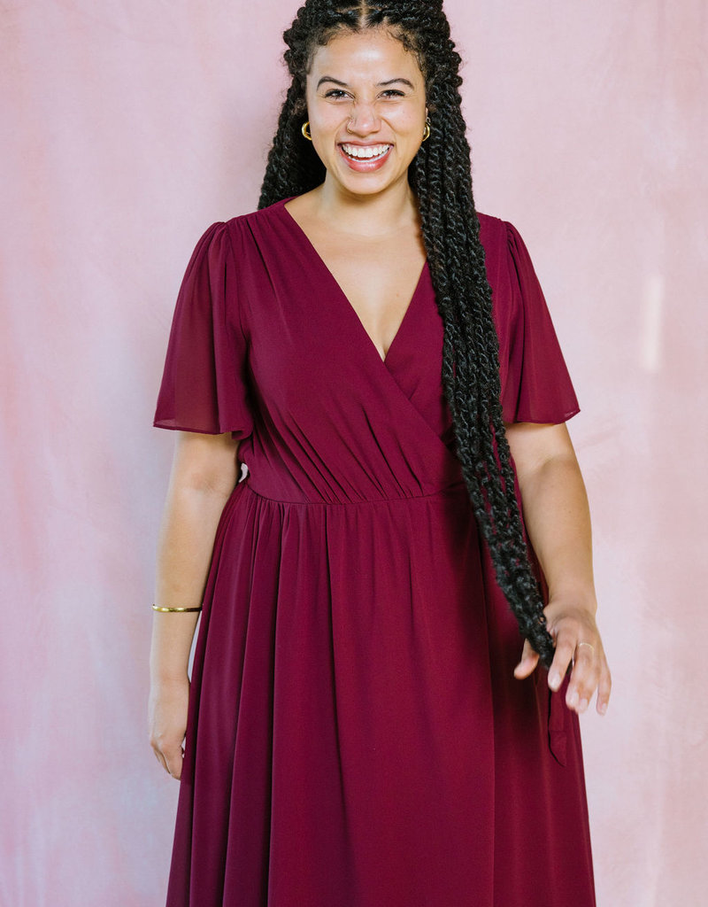 Soieblu Lexi Midi Wrap Dress in Burgundy
