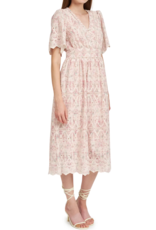 En Saison Embroidered Chiffon Midi Dress