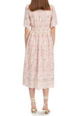 En Saison Embroidered Chiffon Midi Dress