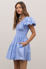 Moon River Carys Bubble Sleeve Tiered Mini Dress