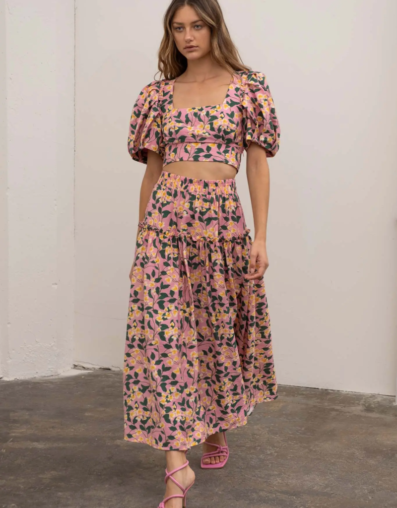 Anneli Floral Print Cutout Midi Dress - Adorn Boutique