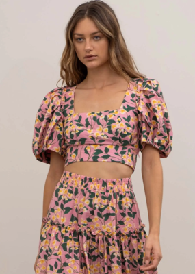 Anneli Floral Print Cutout Midi Dress - Adorn Boutique