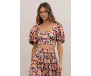 Anneli Floral Print Cutout Midi Dress - Adorn Boutique
