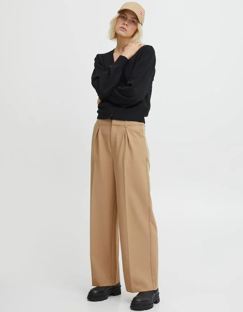 ICHI Lexi Wide Leg Trouser in Tan (FINAL SALE)