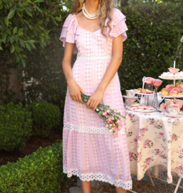 Adelyn Rae Naomi Embroidered Ruffled Midi Dress (XS/Small)