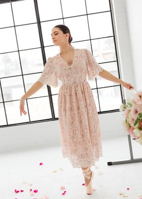 En Saison Embroidered Chiffon Midi Dress