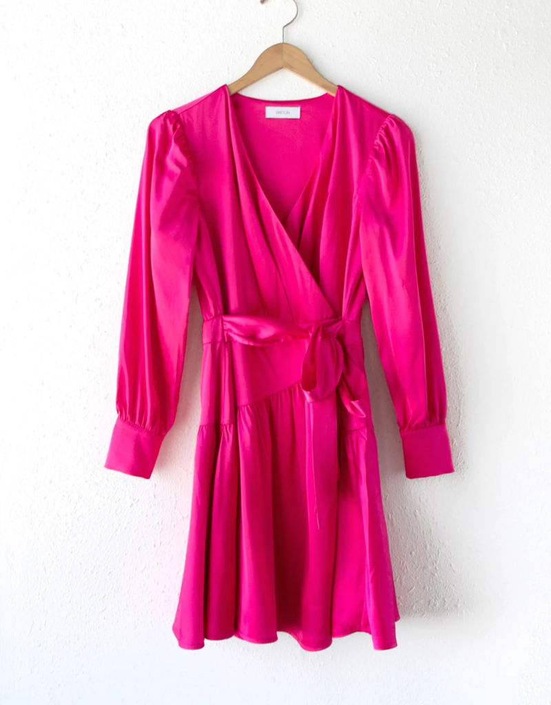 Ester Satin Wrap Dress - Adorn Boutique