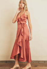 Dress Forum Crystal Slip Dress With Asymmetrical Ruffle