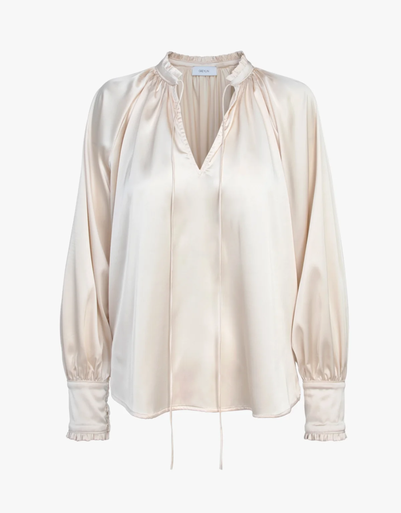 Greylin Larissa Wide Cuff Sateen Blouse (FINAL SALE)