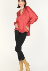 Greylin Larissa Wide Cuff Sateen Blouse (FINAL SALE)