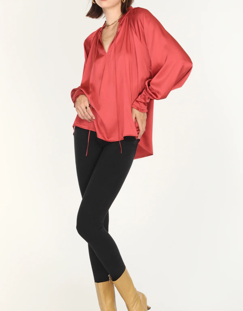 Greylin Larissa Wide Cuff Sateen Blouse (FINAL SALE)