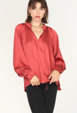 Greylin Larissa Wide Cuff Sateen Blouse (FINAL SALE)