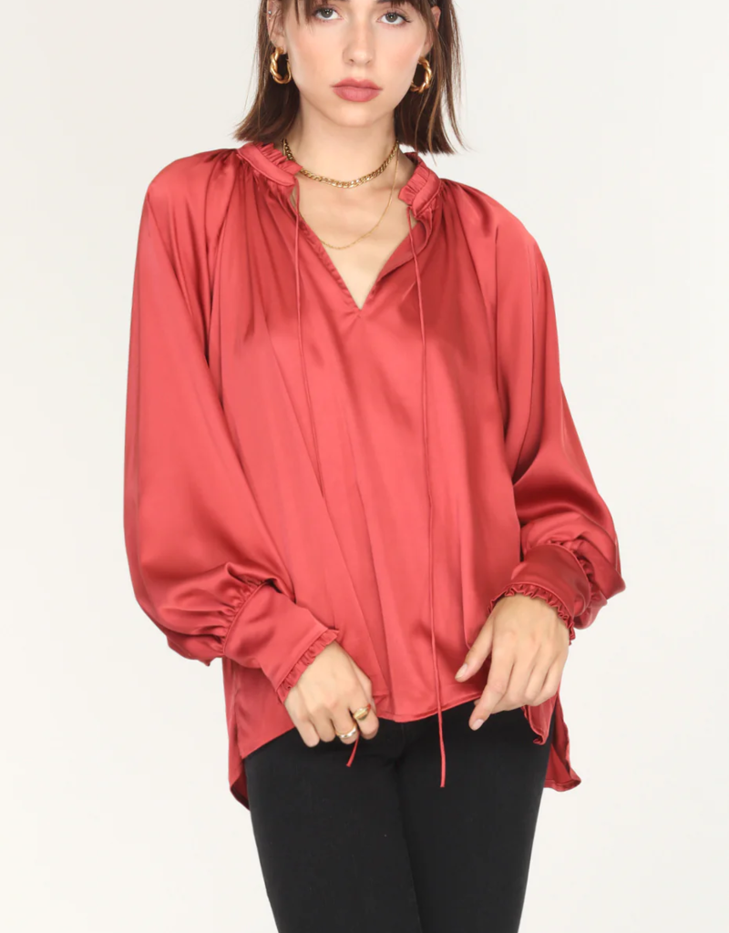 Greylin Larissa Wide Cuff Sateen Blouse (FINAL SALE)