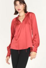 Greylin Larissa Wide Cuff Sateen Blouse