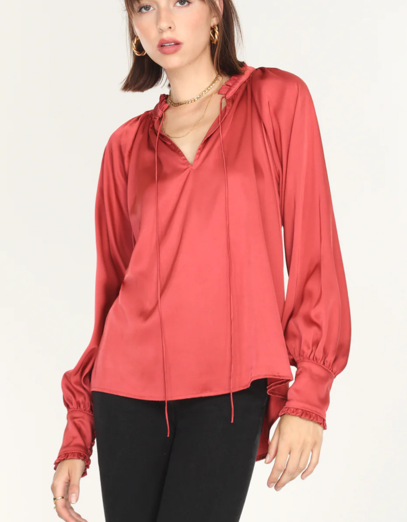 Greylin Larissa Wide Cuff Sateen Blouse (FINAL SALE)