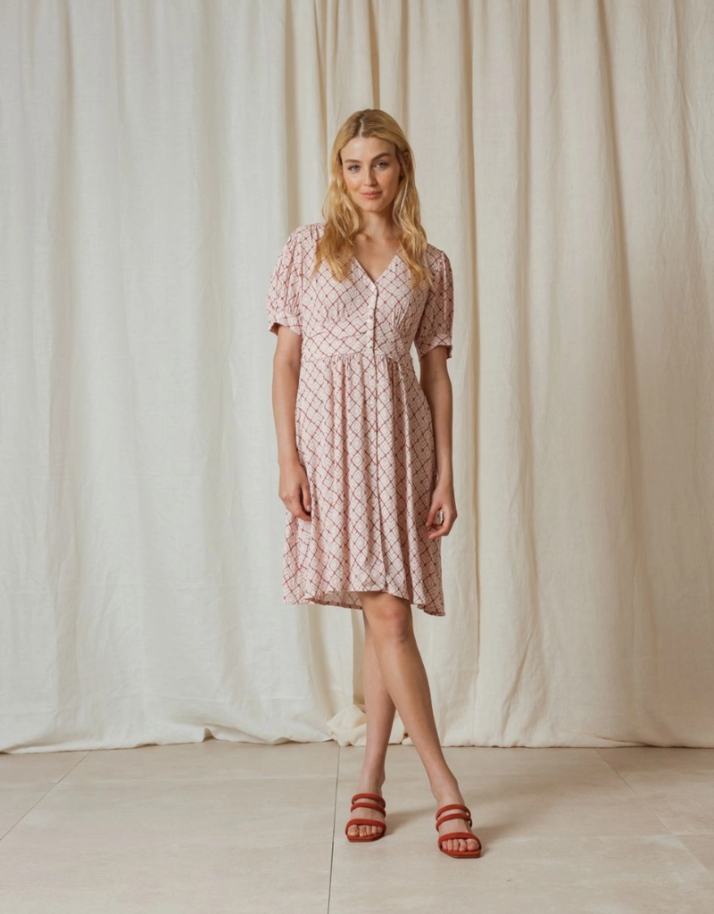 Indi and Cold Flora Button Front V-Neck Dress