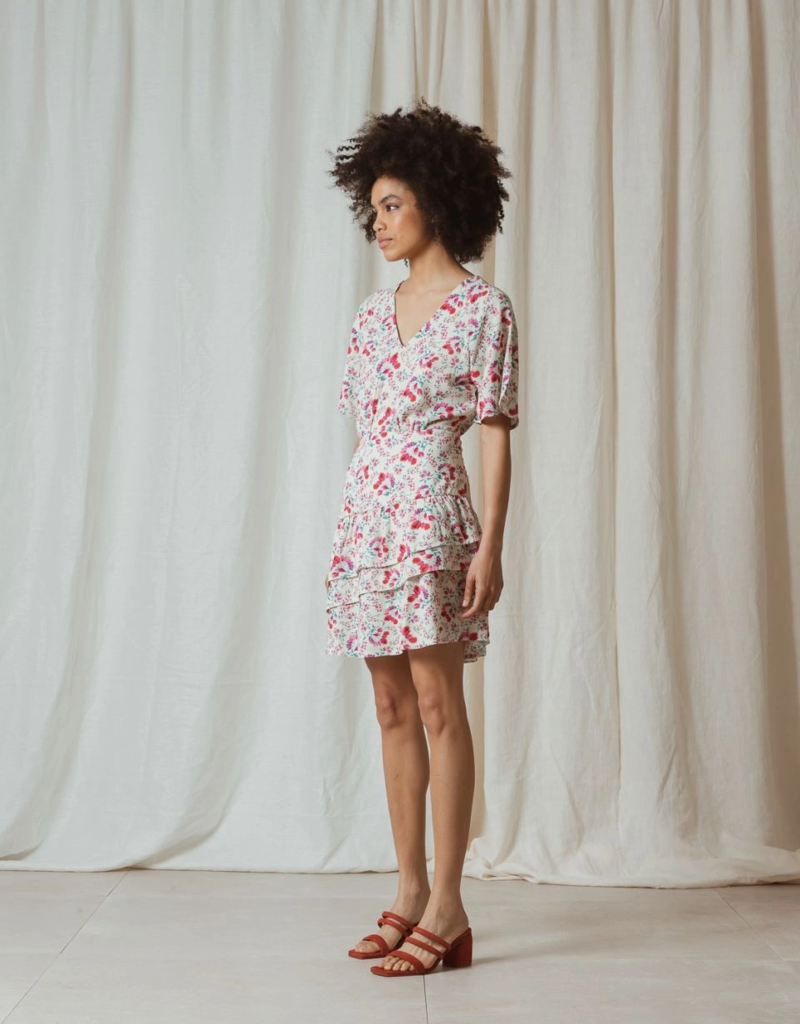 Indi and Cold Raquel Short Sleeve V-Neck Dress (FINAL SALE)