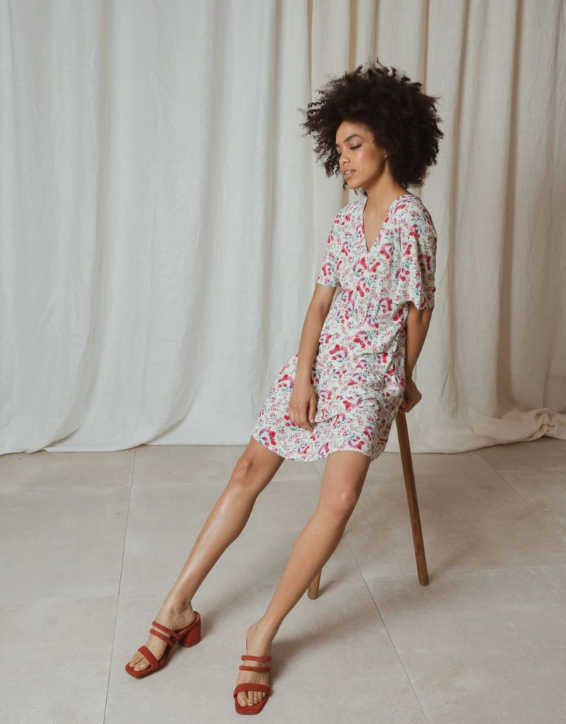 Indi and Cold Raquel Short Sleeve V-Neck Dress (FINAL SALE)