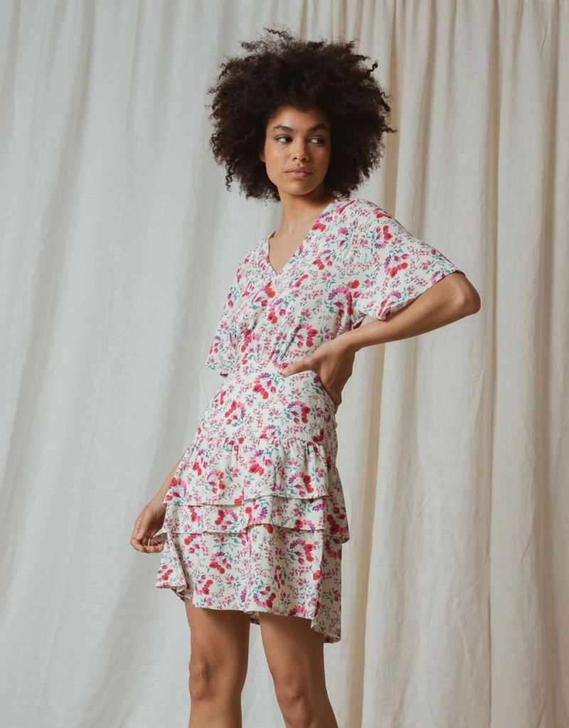 Indi and Cold Raquel Short Sleeve V-Neck Dress (FINAL SALE)