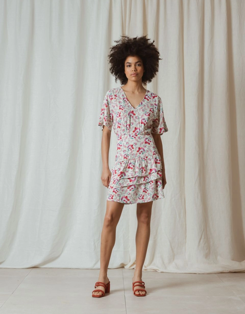 Indi and Cold Raquel Short Sleeve V-Neck Dress (FINAL SALE)