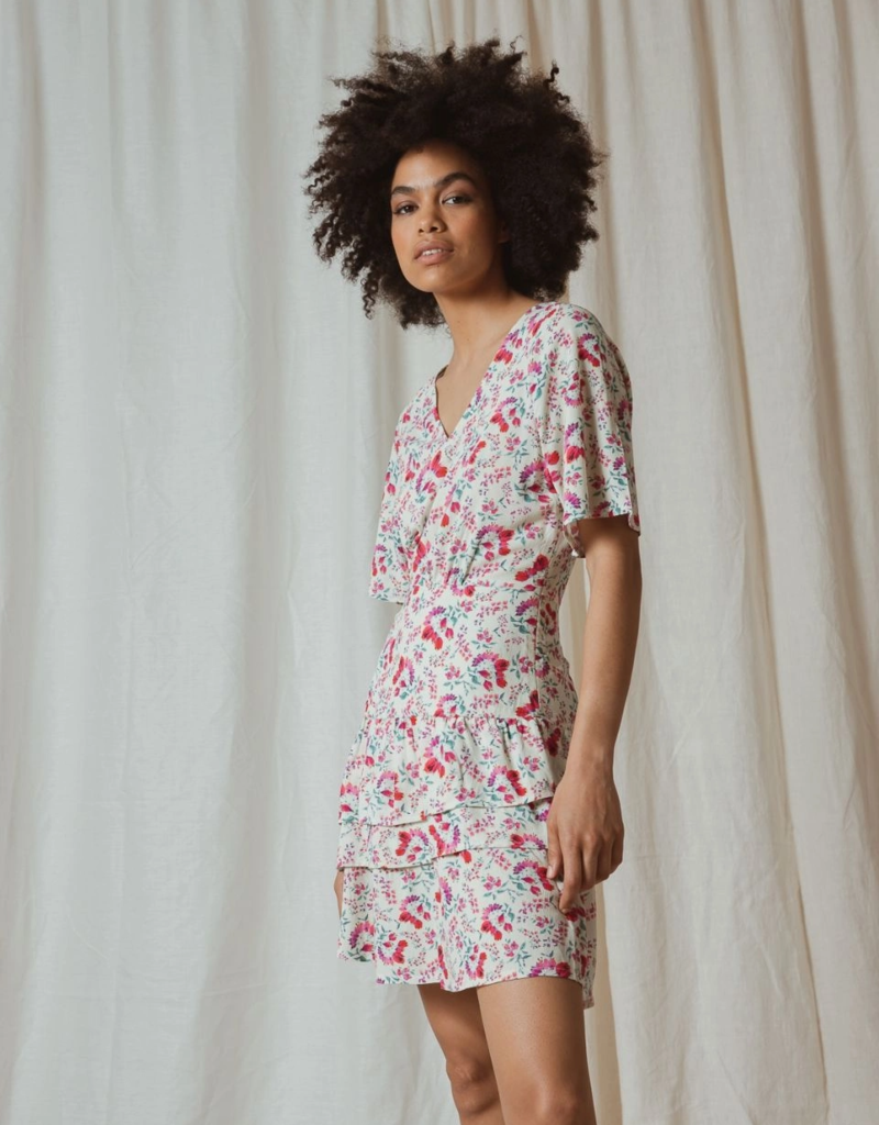 Indi and Cold Raquel Short Sleeve V-Neck Dress (FINAL SALE)