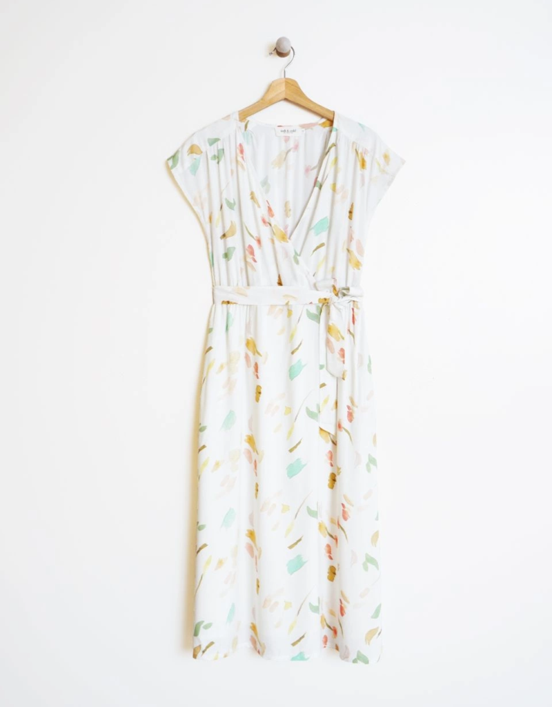 Indi and Cold Ariel Watercolour Surplice Midi Dress