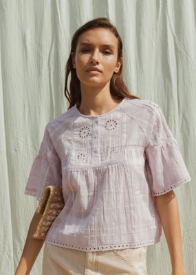 Indi and Cold Estrella Fretwork Cotton Blouse