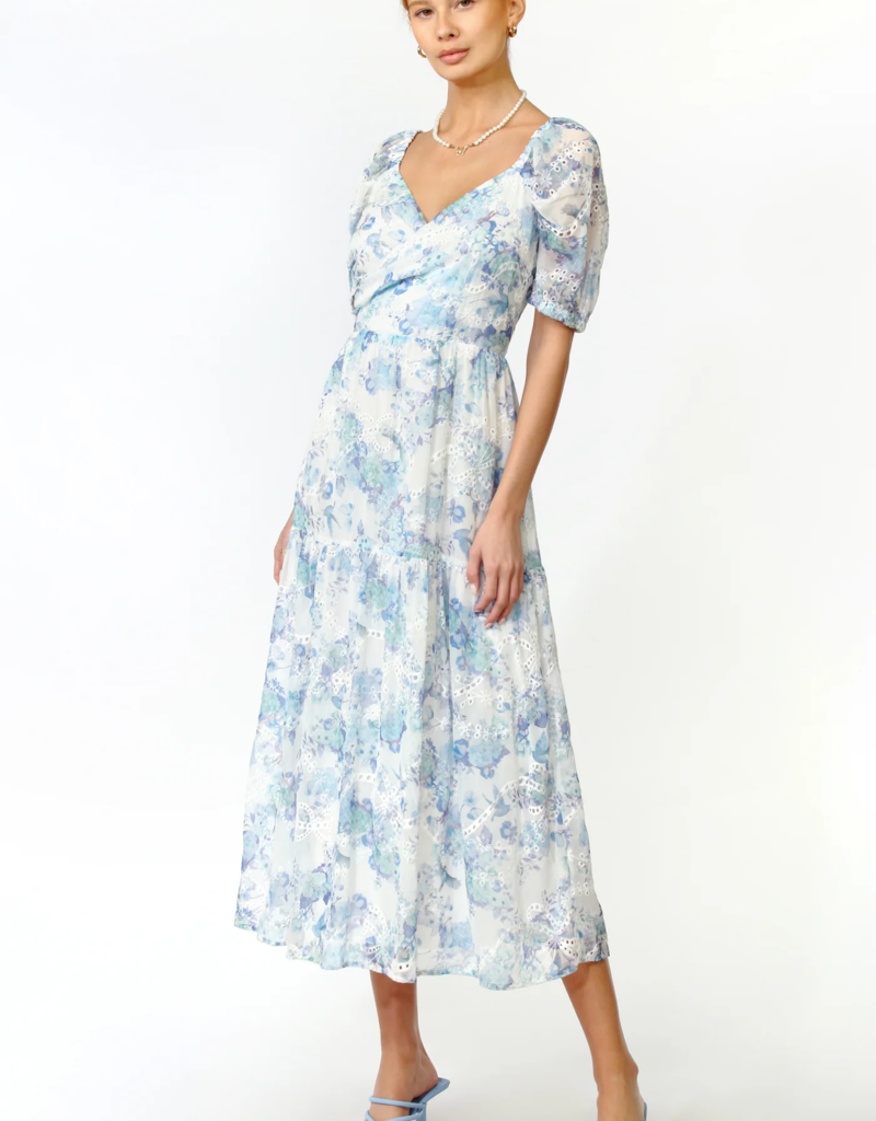 Adelyn Rae Madelin Faux Wrap Embroidered Midi (FINAL SALE)