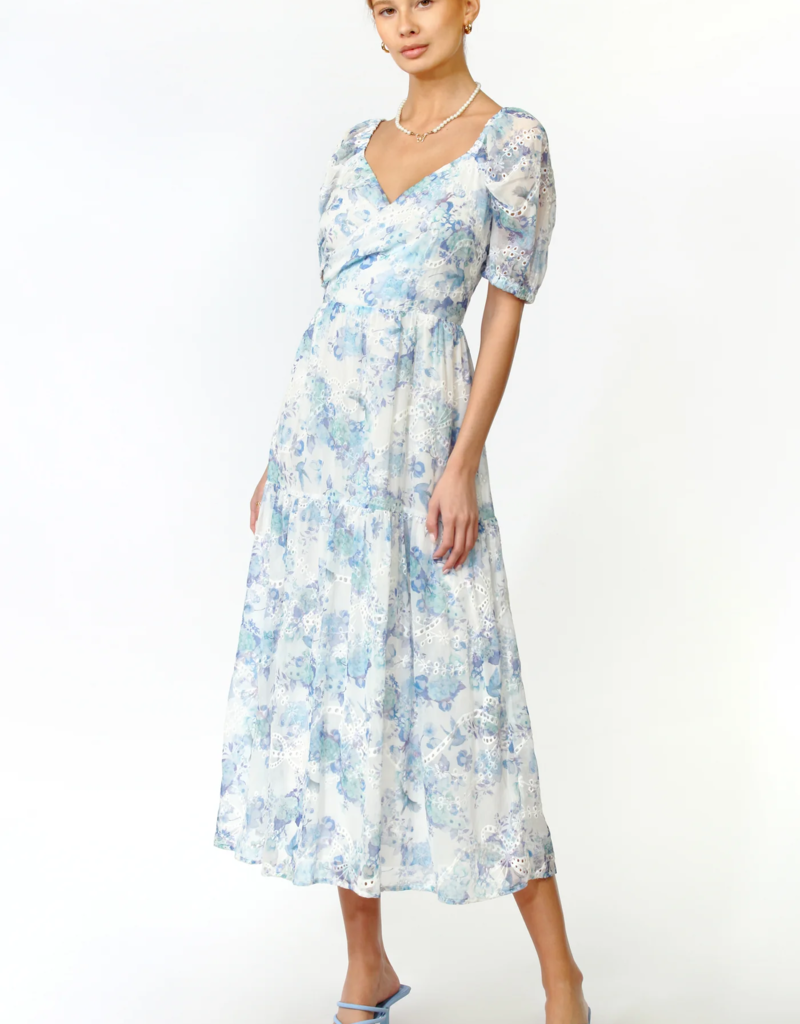 Adelyn Rae Madelin Faux Wrap Embroidered Midi