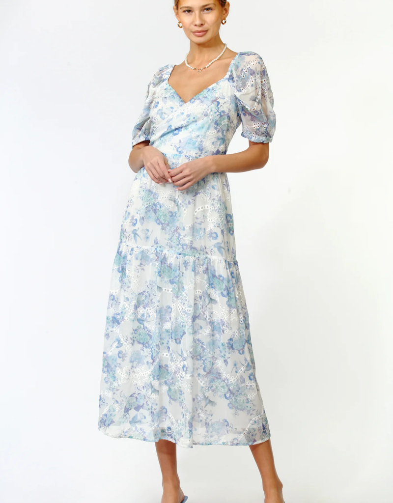 Adelyn Rae Madelin Faux Wrap Embroidered Midi (FINAL SALE)