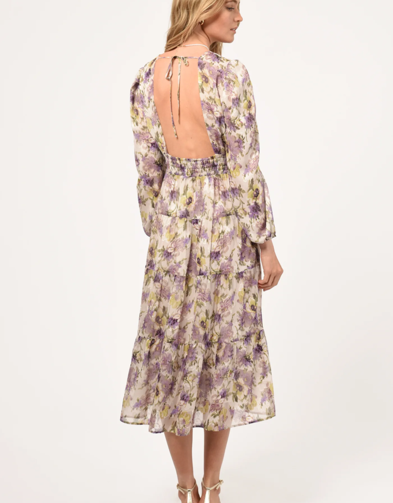 Adelyn Rae Leah Floral Open Back Tiered Maxi Dress