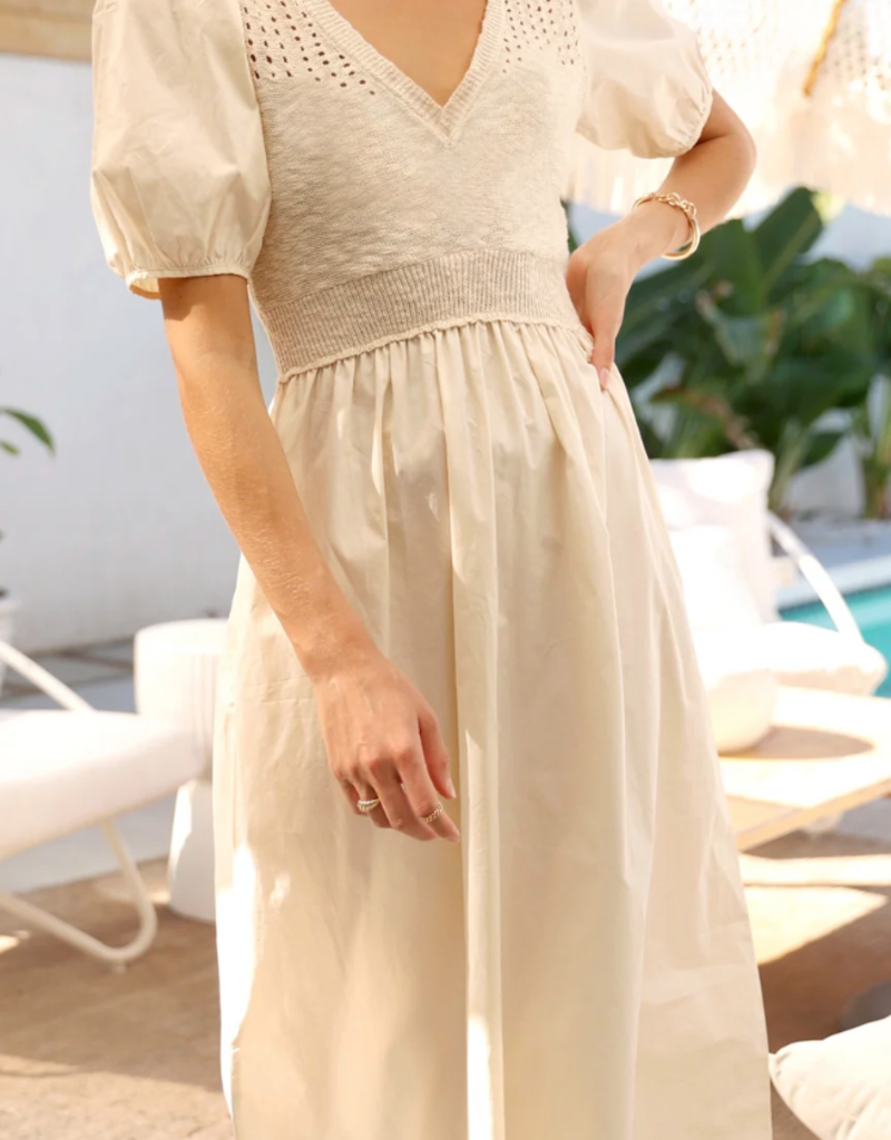Greylin Barkley Crochet Knit Poplin Mix Dress (FINAL SALE)